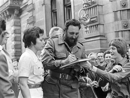 Kubánský vůdce Fidel Castrona návštěvě Východního Berlína v roce 1972.