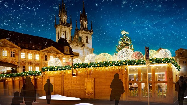 Takto bude vypadat dekorace na vánočních trzích na Staroměstském náměstí (21.11.2016).
