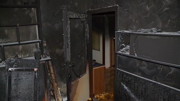 Požár panelákového bytu v Liberci.