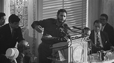 Revolucioná a dlouholetý prezident Kuby Fidel Castro. Fotografie z dubna 1959