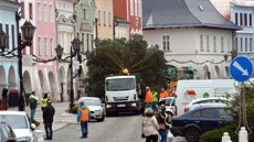Putování vánoního stromu na svitavské námstí v listopadu 2016.