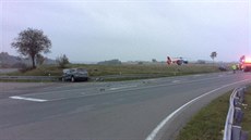 Oblast kiovatky silnic první tídy íslo 35 a 34 u Koclíova na Svitavsku...