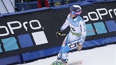 Marina Dubovská v cíli první kola obího slalomu v Killingtovnu.