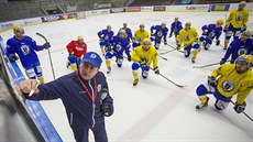 Robert Svoboda na tréninku hokejistů Zlína.