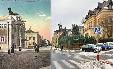 Liberecká ulice v Jablonci nad Nisou na nedatované pohlednici a v souasnosti