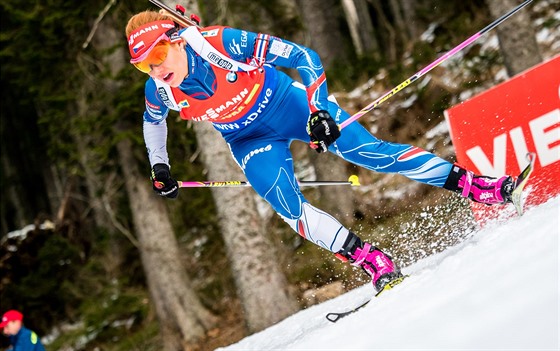 Gabriela Koukalová na trati sprintu v Pokljuce