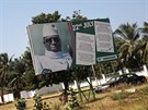 Portrét gambijského prezidenta Yahya Jammeha v Serrekund (2. prosince 2016)