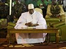 Gambijský prezident Yahya  Jammeh na pedvolebním mítinku (29. listopadu 2016)