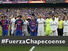 UCTILI PAMÁTKU. Fotbalisté Realu a Barcelony spolen uctili minutou ticha...