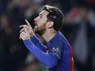 Lionel Messi slaví branku proti Mönchengladbachu v posledním duelu základních...