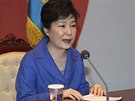 Prezidentka Pak Kun-hje po odvolání parlamentem promluvila na mimoádné schzce...