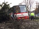 Autobus MHD v Hostivai naboural do stromu (8.12.2016).