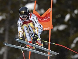 Ester Ledeck na nron trati sjezdu v Lake Louise.