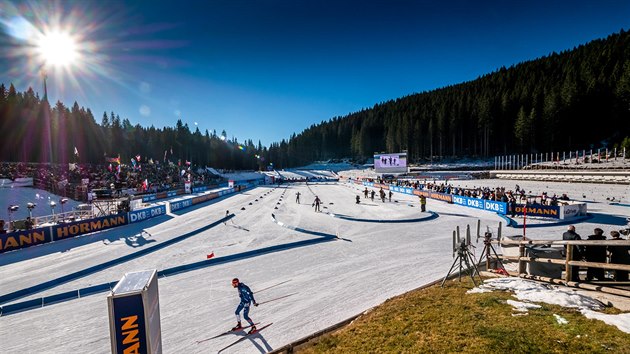 Momentka z nstelu ped sprintem mu ve slovinsk Pokljuce