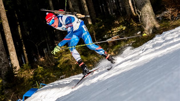 Michal Krm na trati sprintu ve slovinsk Pokljuce