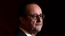 Francouzský prezident François Hollande pi projevu v Elysejském paláci v...