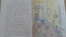Jaroslav Koutný si vedl deník, zápisky doplují ilustrace i dobové výstiky....