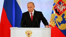 Vladimir Putin b�hem tradi�ního poselství v Kremlu (1. prosince 2016)