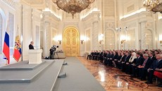 Vladimir Putin bhem tvrteního projevu (1. prosince 2016)