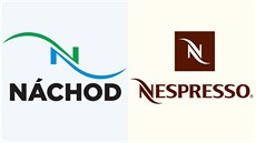 Srovnání nového loga města Náchod s velmi podobným logem značky Nespresso.