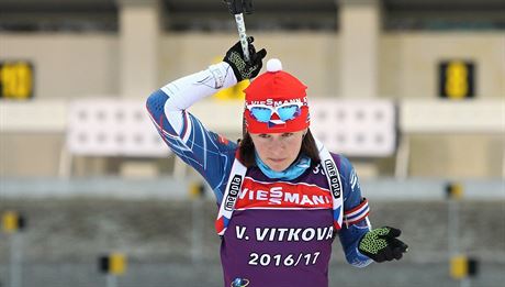 esk biatlonistka Veronika Vtkov pi trninku v Novm Mst na Morav.