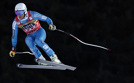 Kjetil Jansrud na trati ve Val Garden, kde vyhrál také druhý superobí slalom.
