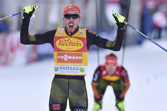 Sdruená Johannes Rydzek slaví trumf v Ramsau.