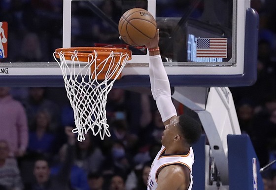 Russell Westbrook z týmu Oklahoma City Thunder v akci.