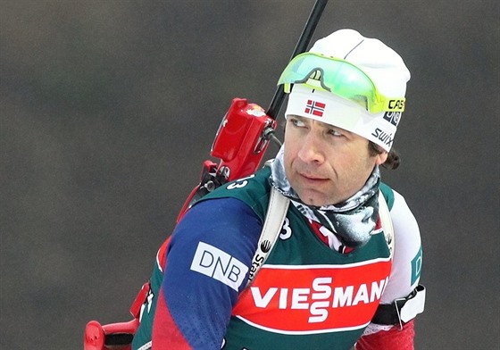 Ole Einar Björndalen při tréninku v Novém Městě na Moravě.