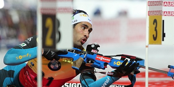 Francouzsk biatlonista Martin Fourcade, vtz sprintu v Novm Mst na Morav,...