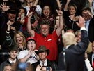 Donald Trump ení ped svými píznivci v Des Moines (8. prosince 2016)