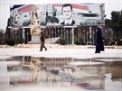 Portrét Baára Asada v reimem kontrolované ásti Aleppa (17. prosince 2016)