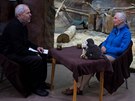 Jane Goodallov� b�hem rozhovoru pro po�ad �esk� televize Na plov�rn� s Markem...