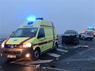 Snímek z nehody tí aut na kiovatce u Horní Lodnice na Olomoucku. (18....