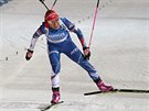 Gabriela Koukalová projídí cílem sprintu v Novém Mst na Morav.