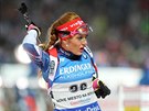 Gabriela Koukalová na trati sprintu Svtového poháru v Novém Mst na Morav.