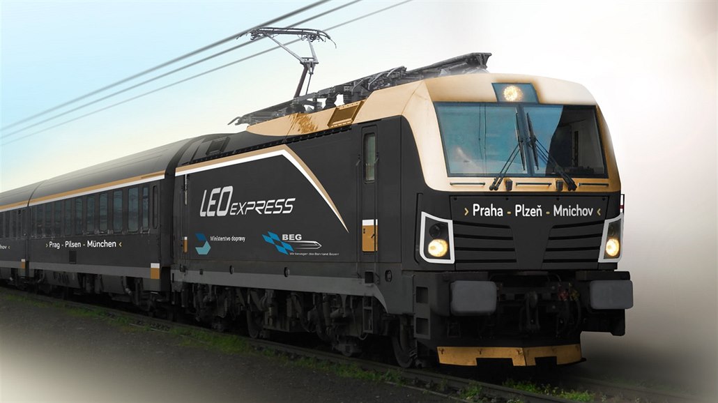 Vizualizace soupravy vlaku Leo Express, s kterým chce jezdit mezi Prahou a...