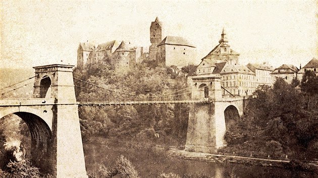 Star etzov most v Lokti na snmku z roku 1835