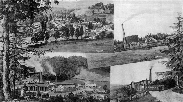 Jizerskohorsk sklrny Josefa Riedela na dobovch pohlednicch