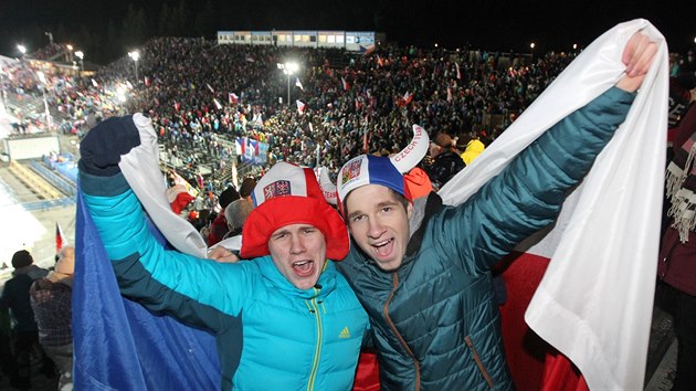 Fanoušci na Světovém poháru biatlonistů v Novém Městě na Moravě.