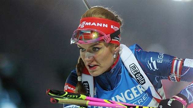 Gabriela Koukalov na trati sprintu Svtovho pohru v Novm Mst na Morav.