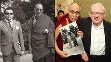 Cestovatel Miloslav Stingl s dalajlámou v roce 1974 (vlevo) a v roce 2016