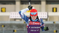 eská biatlonistka Veronika Vítková pi tréninku v Novém Mst na Morav.