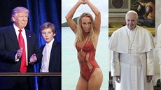 Donald Trump a jeho syn Barron, Caroline Wozniacká, pape Frantiek a monacká...