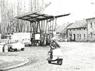 Benzinová stanice, srpen 1968
