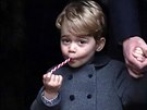 Princ George po vánoní bohoslub (Englefield, 25. prosince 2016)