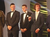 Momentka z vyhlá�ení Sportovce roku - zleva Josef Dostál, Luká� Krpálek,...