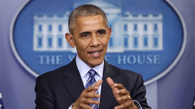 Americk prezident Barack Obama na tiskov konferenci v Blm dom (16. prosince 2016).