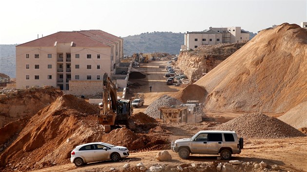 Výstavba židovské osady Bejtar Ilit na okupovaném palestinském území (22. prosince 2016)