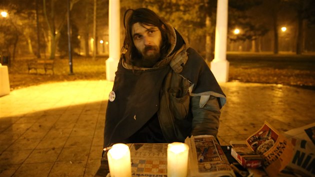 Teplick bezdomovec s biblickou viz, kter si k Krl.